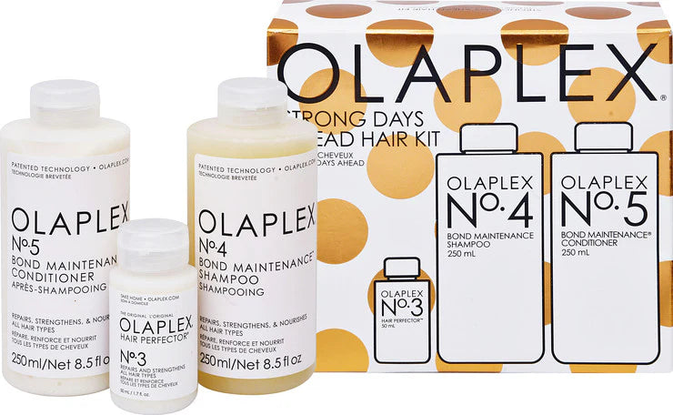 OLAPLEX STRONG DAYS AHEAD HAIR KIT 3PC (50ML HAIR PERFECTOR, 250ML SHAMPOO & 250ML CONDITIONER)