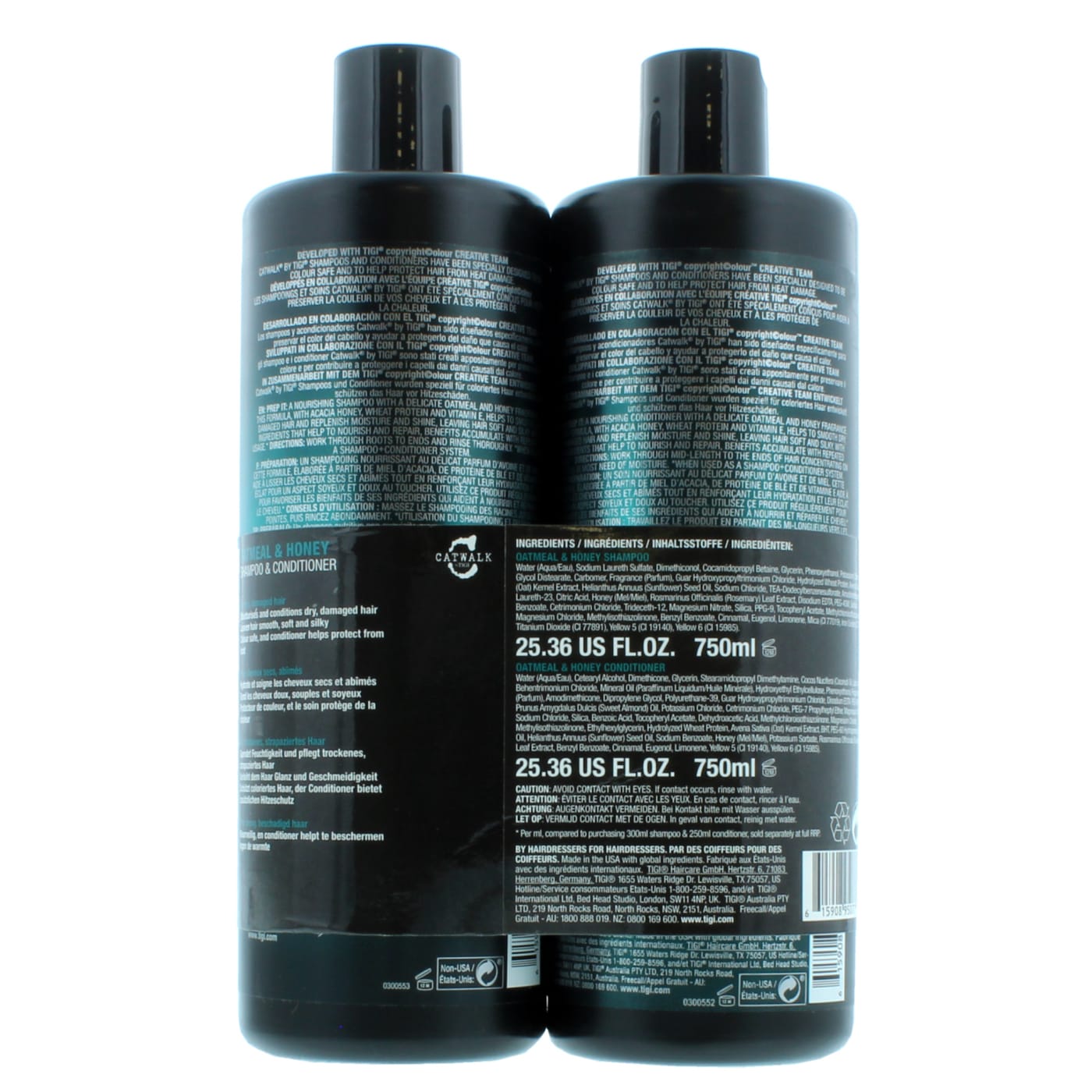 TIGI CATWALK 2X750ML SHAMPOO &amp; CONDITIONER OATMEAL &amp; HONEY