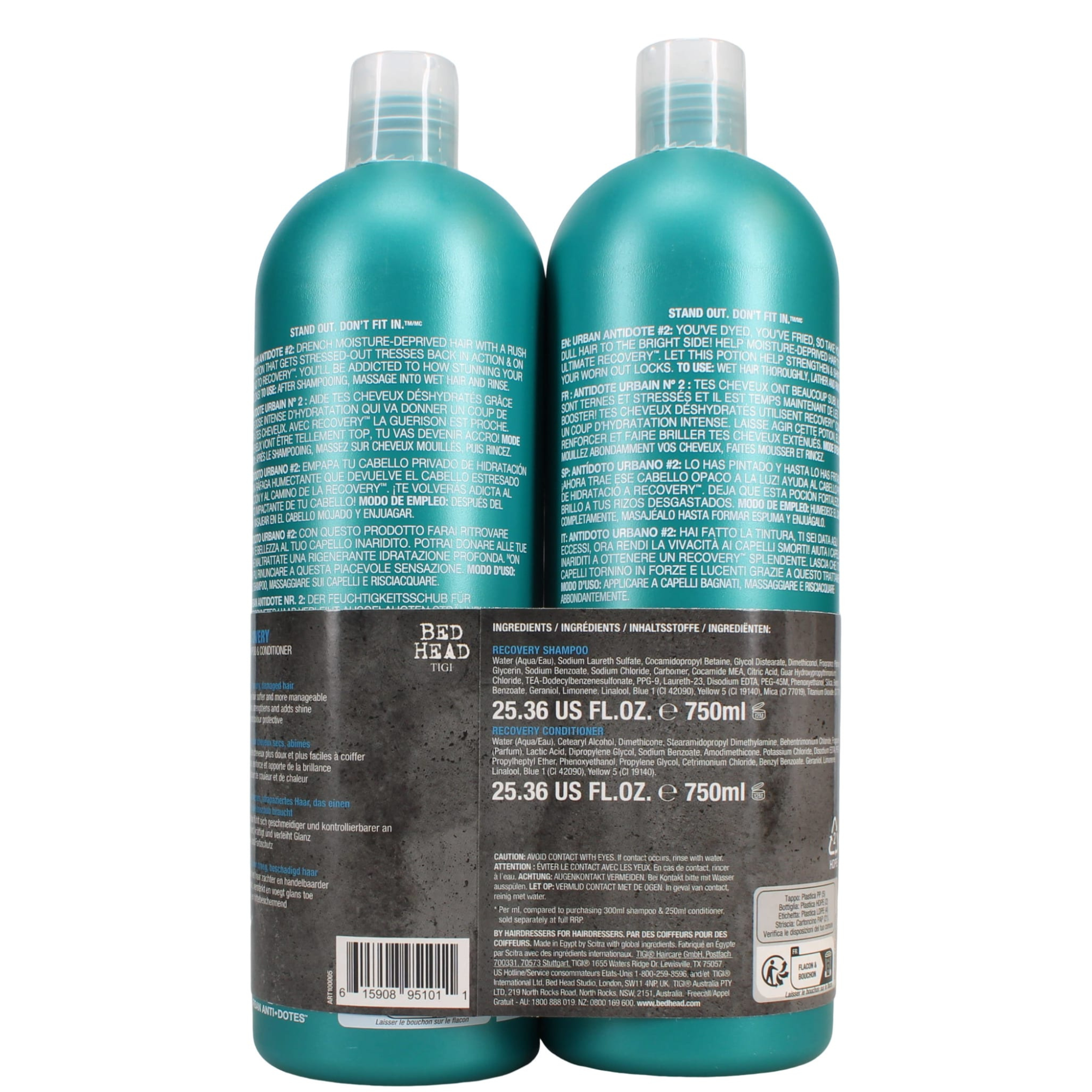 TIGI BED HEAD 2X750ML DUO SHAMPOO &amp; CONDITIONER RECOVERY