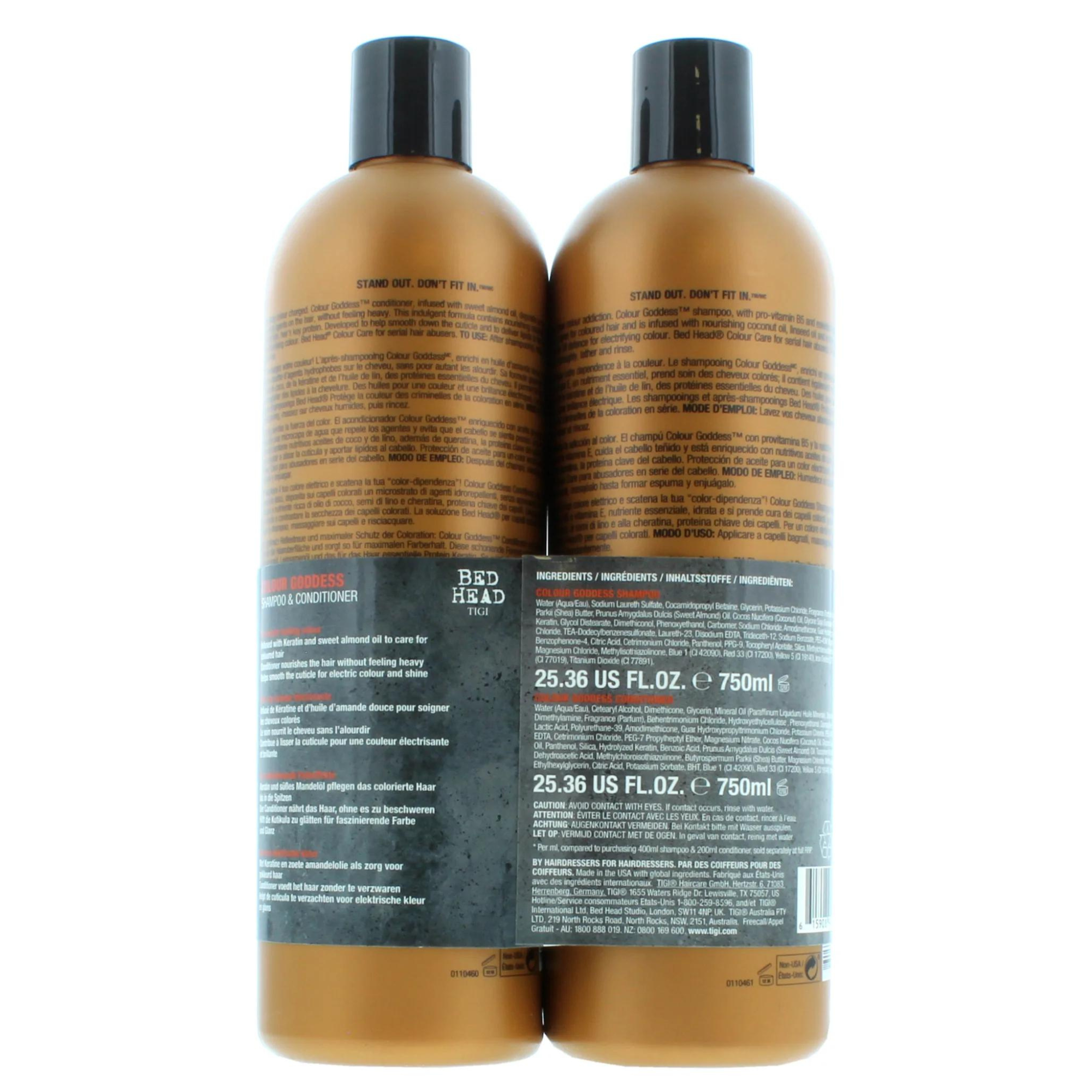 TIGI BED HEAD 2X750ML DUO SHAMPOO &amp; CONDITIONER COLOUR GODDESS